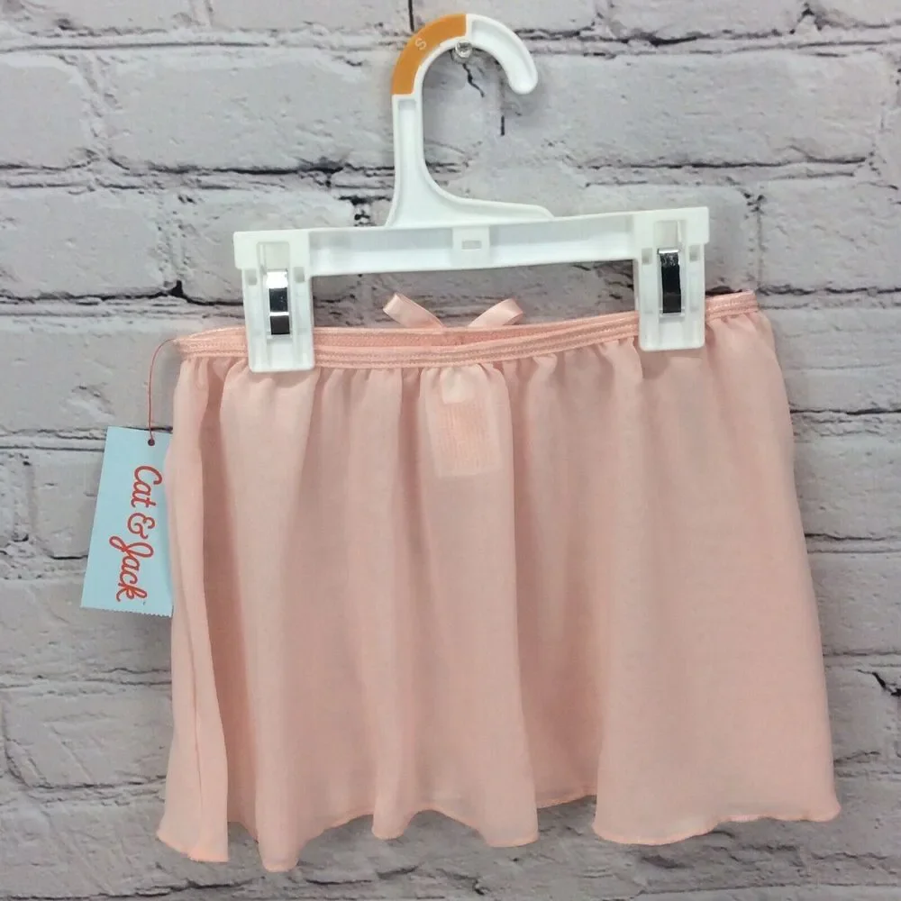 Cat & Jack Girl Dance Skirt Size S (6/6x) Pink Bow Ballet Tutu Sheer Theatrical